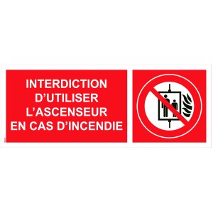 Schild Verbot der Benutzung des Aufzugs im Brandfall - 200x80 PVC