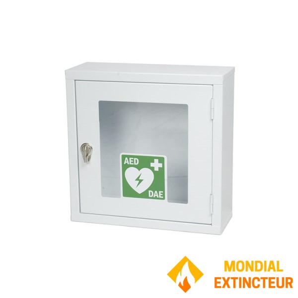 Metallschrank weiß mit Alarm für Defibrillator
