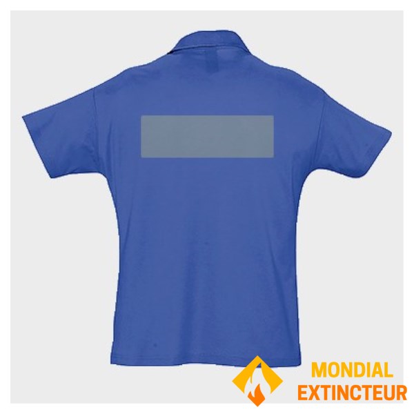 5 personalisierte blaue Poloshirts - Größe M - Rückenbeflockung