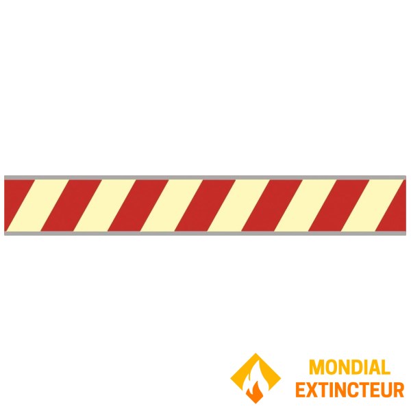 Bande polycarbonate photoluminescente striée rouge – L.600 x H.100 mm