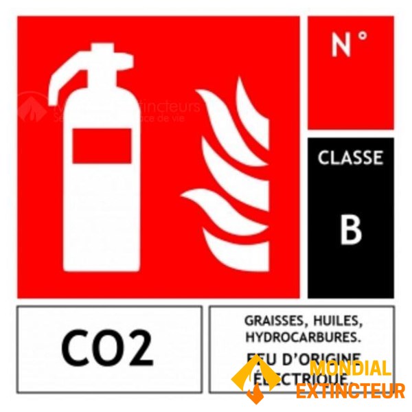 Extincteur CO2 capacité 2Kg NF & MED + support de fixation + Panneau signalétique