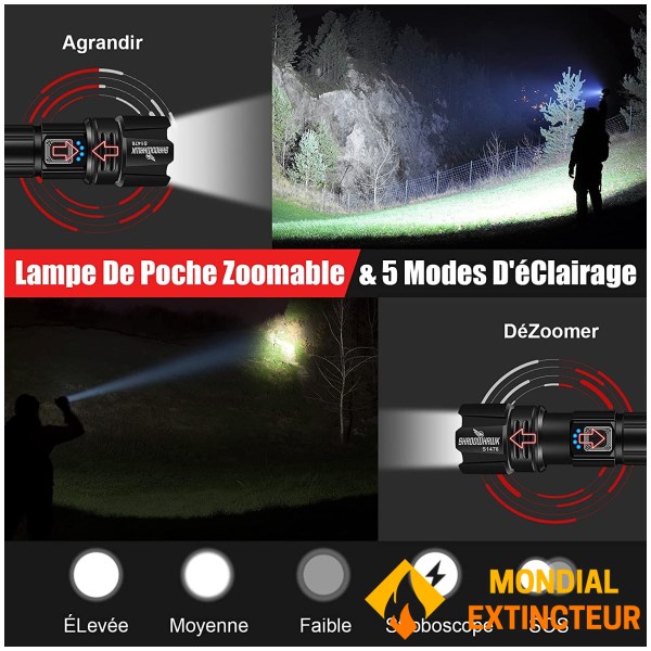 Εξαιρετικά ισχυρός επαναφορτιζόμενος αδιάβροχος φακός LED 10.000 Lumen