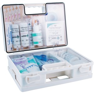 10/12 person first-aid box with handle and wall bracket