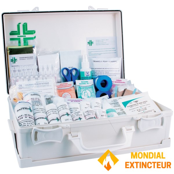 20-person first-aid box with handle and stand