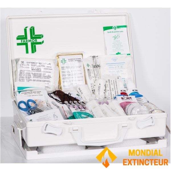 20-person first-aid box with handle and wall bracket