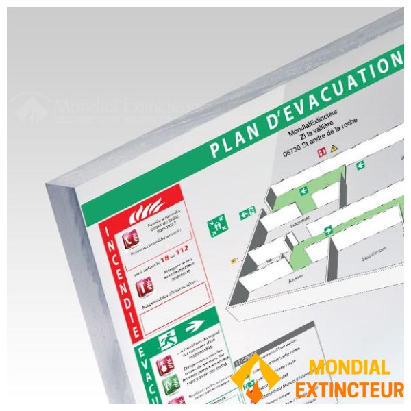 3D Plexiglass evacuation plan 5 mm - Format A2