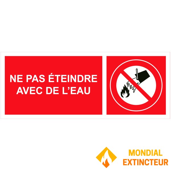 "Do not extinguish with water" PVC sign - 200x80 mm