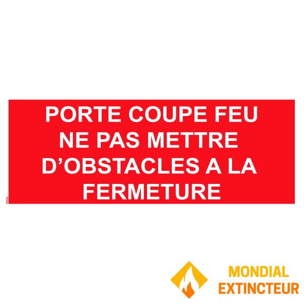 "Do not obstruct closing" PVC "fire door" panel - 200x80 mm