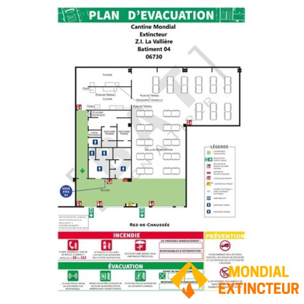 Evacuation plan - PVC - Format A3 English / French
