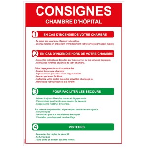 Hospital room instructions - A4 format