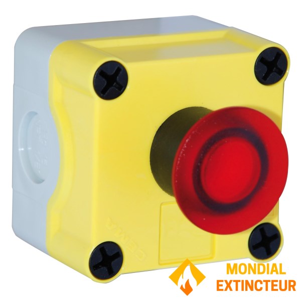 Illuminated mushroom head emergency stop - 12 V