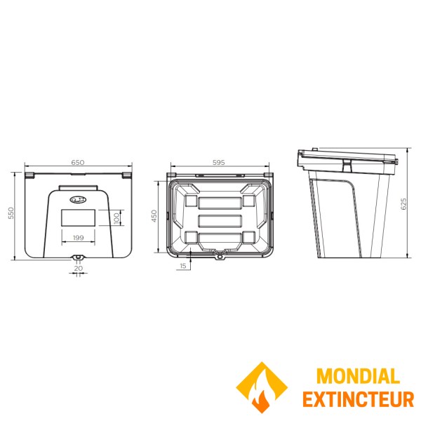 Indoor and outdoor plastic sandbox - 110 liters