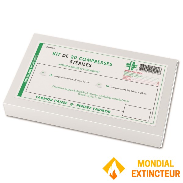 Kit of 20 variegated sterile gauze compresses
