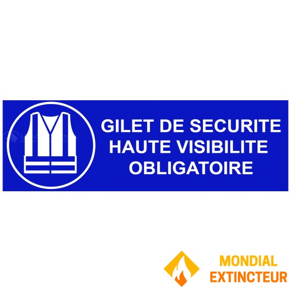 "Mandatory high-visibility vest" sign - L.300 x H.100 mm