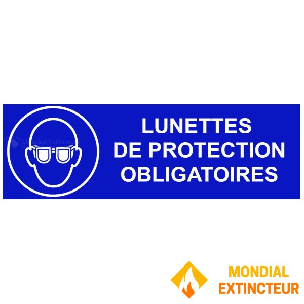 "Mandatory safety glasses" sign - W.300 x H.100 mm