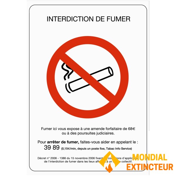 "No smoking in" the workplace adhesive RECTO VERSO