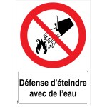 "No water extinguishing" sign - PVC A5