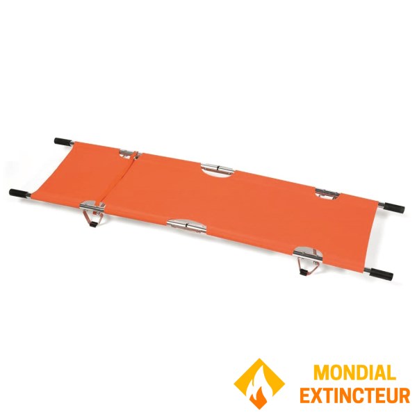 Orange stretcher, foldable in length and width - plastic-coated canvas