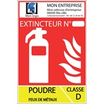 Pack of 100 personalized Class D fire extinguisher signs