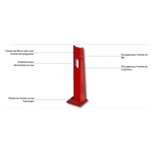 Post for fixed or pivoting red steel fire extinguisher - Brand POK