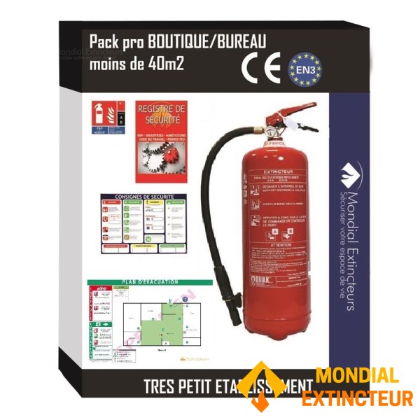 Safety kit for stores under 40 M² with evacuation plan
