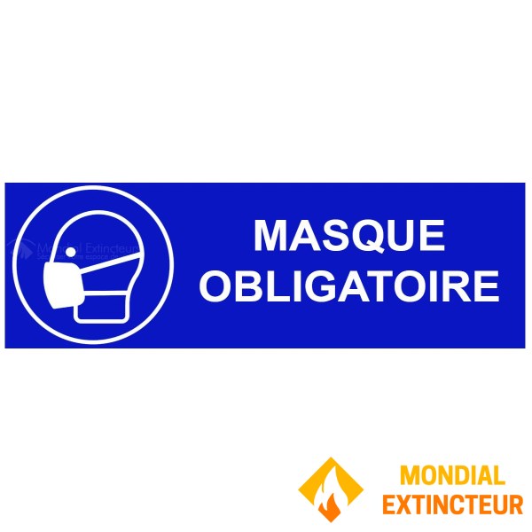 Panneaux sécurité du travail "MASQUE OBLIGATOIRE"  – L.300 x H.100 mm