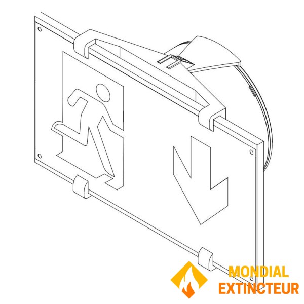 Wall-mounting kit with "Spazio Luz" label holder