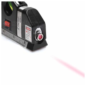 Spirit level with laser pointer and tape measure
