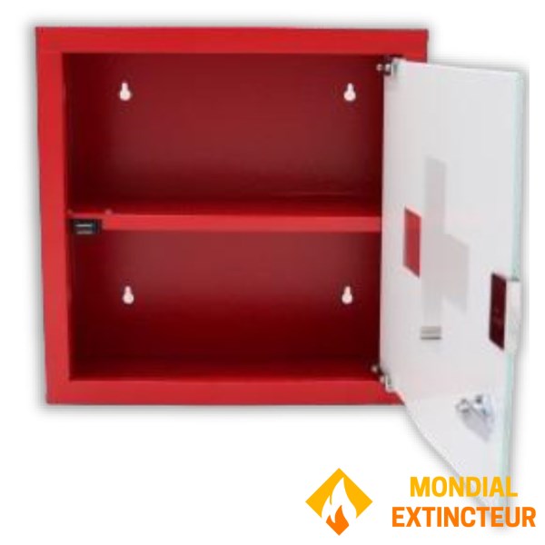 1-door medicine cabinet in red tempered glass - 1 shelf