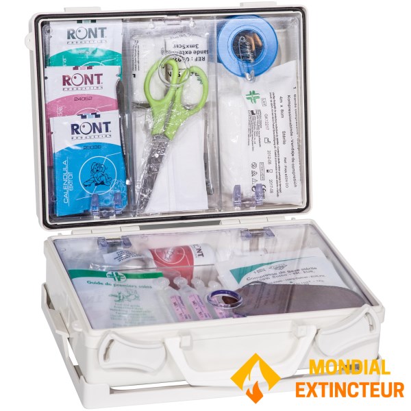 6/8 person first-aid box with handle and wall bracket