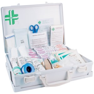 10/12 person first aid box with handle and wall bracket