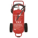 50 kg capacity ABC dry powder extinguisher on wheels - CE-EN3 standard