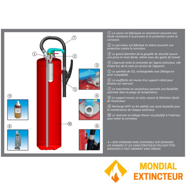 Extincteur 9 Litres ABF marque ANAF - Pression Auxiliaire