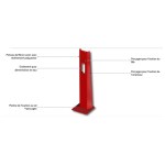 Bracket / Post for fixed or pivoting red steel fire extinguisher - Brand POK