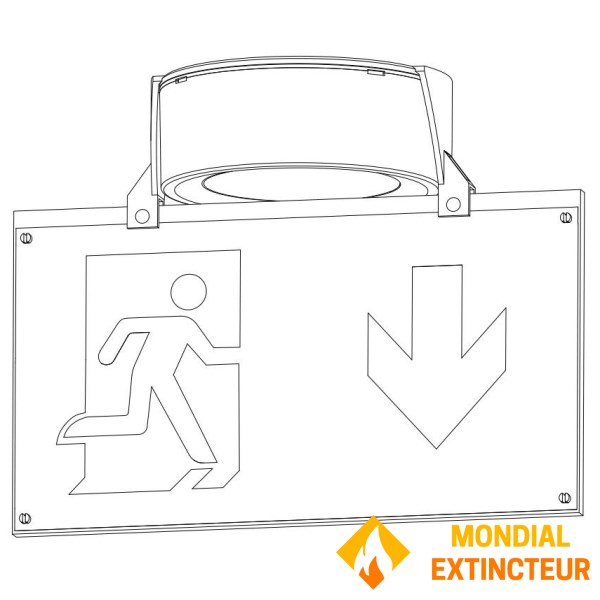 Ceiling-mounted kit with "Spazio Luz" label holder