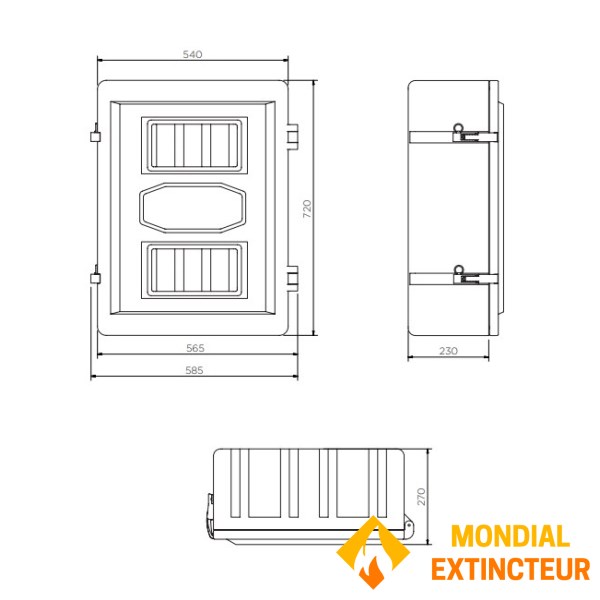 Key cabinet for 6 or 9 kg double extinguishers