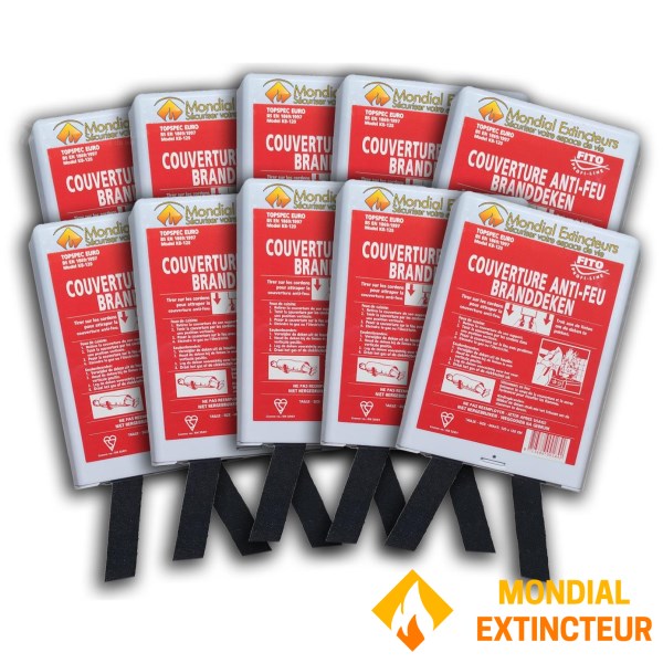LOT of 50 Rigid fire blankets 1.20 X 1.20 M. Standard EN1869 white case