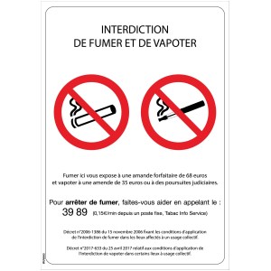 "No smoking or vaping" sign - A4 format