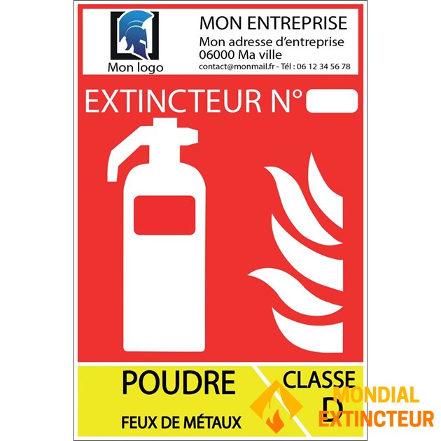 Pack of 100 customised class D fire extinguisher signs