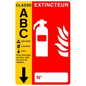 Panneau PVC poudre avec flèche 10 x 15 cm - Classe ABC