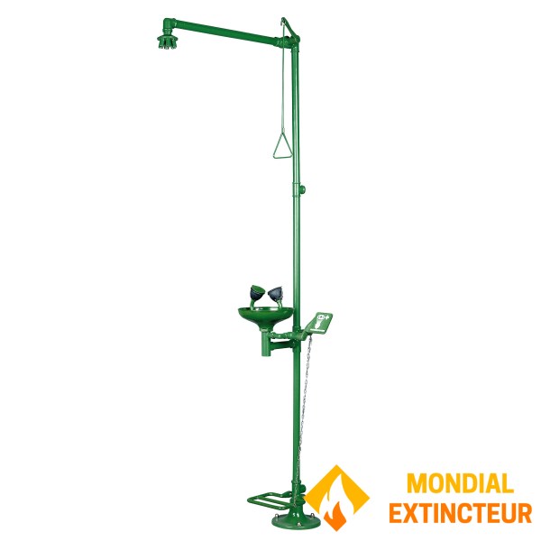 Pedestal safety shower with eye wash station