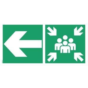 Pictogram of assembly point with "left arrow" - PVC 500x250 mm