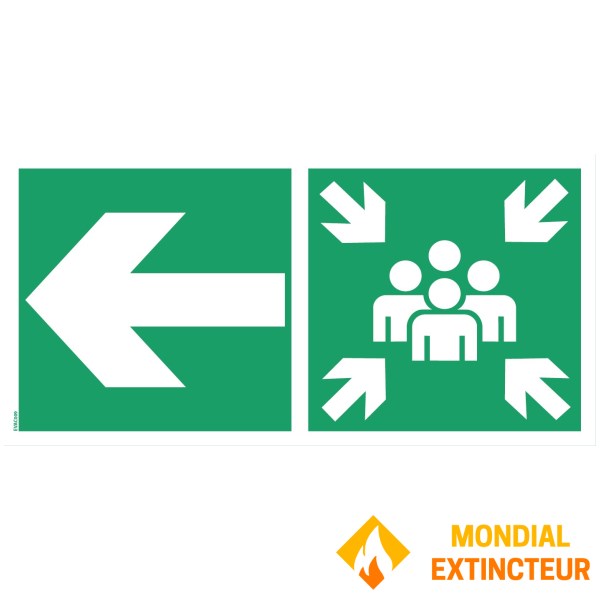 Pictogram of assembly point with "left arrow" - PVC 500x250 mm
