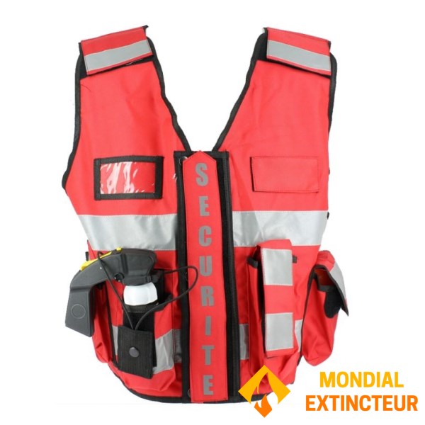 Red high-visibility waistcoat