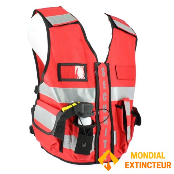 Red high-visibility waistcoat