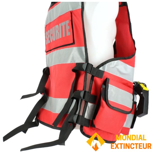 Red high-visibility waistcoat