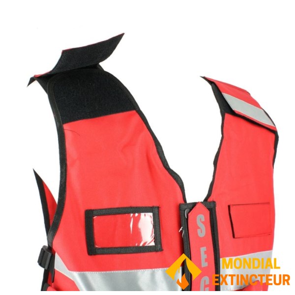Red high-visibility waistcoat