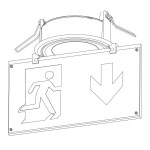 Round ceiling flush-mounting kit and "Spazio Luz" label holder