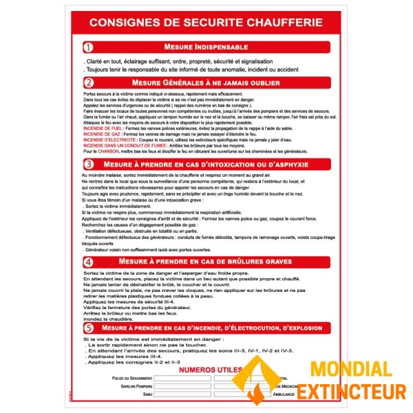 Safety instructions "Boiler room safety instructions" A4
