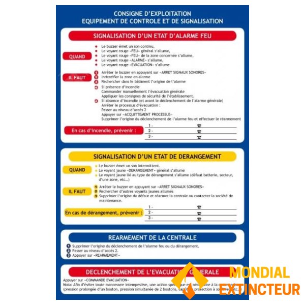 Safety instructions "central alarm operating instructions"